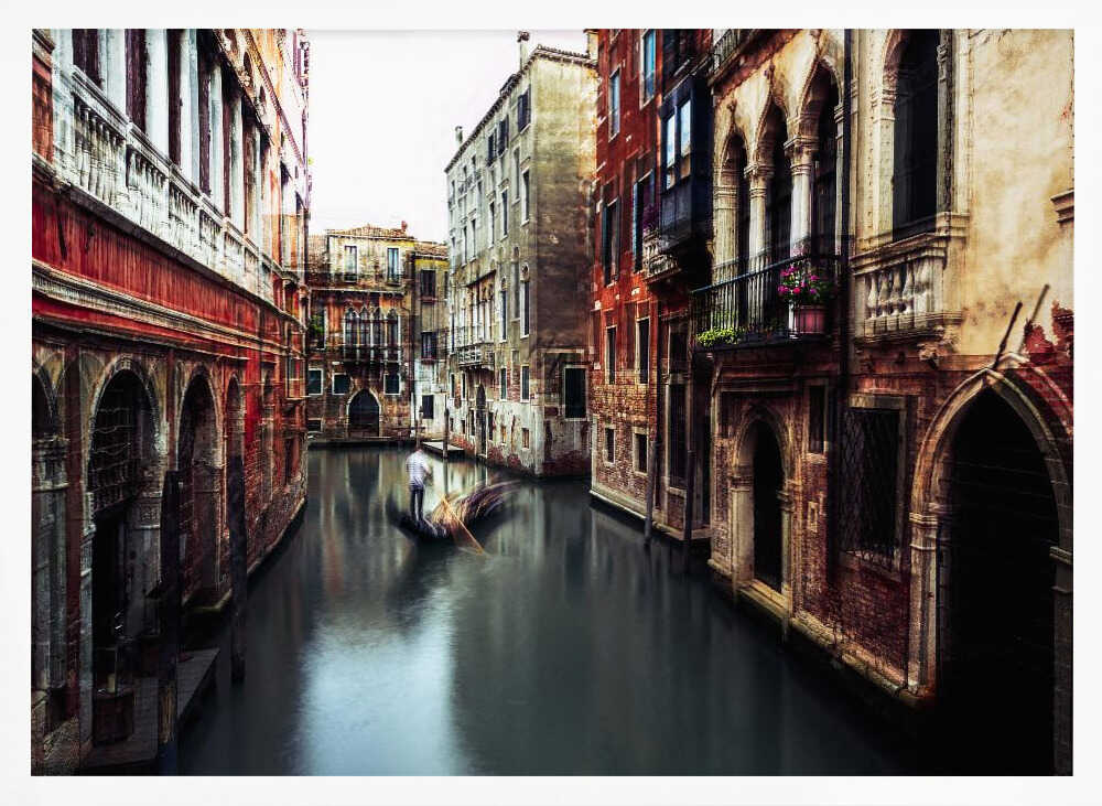 Moody Venice Canal Ride Art Print UK — Dark Moody Dark Wall Art — Living Room — Wall It All Prints