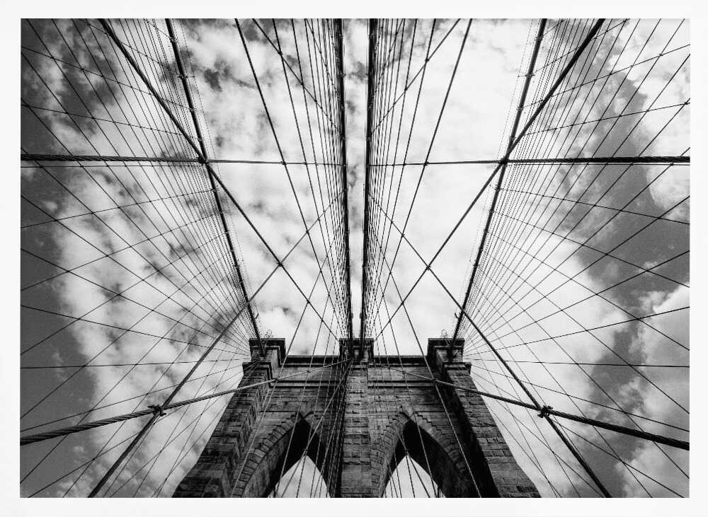Brooklyn Bridge Upward View Art Print UK — Abstract Dark Wall Art — Living Room — Wall It All Prints