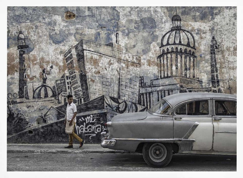 Havana Car And Mural Art Print UK — Vintage Vibrant Wall Art — Living Room — Wall It All Prints