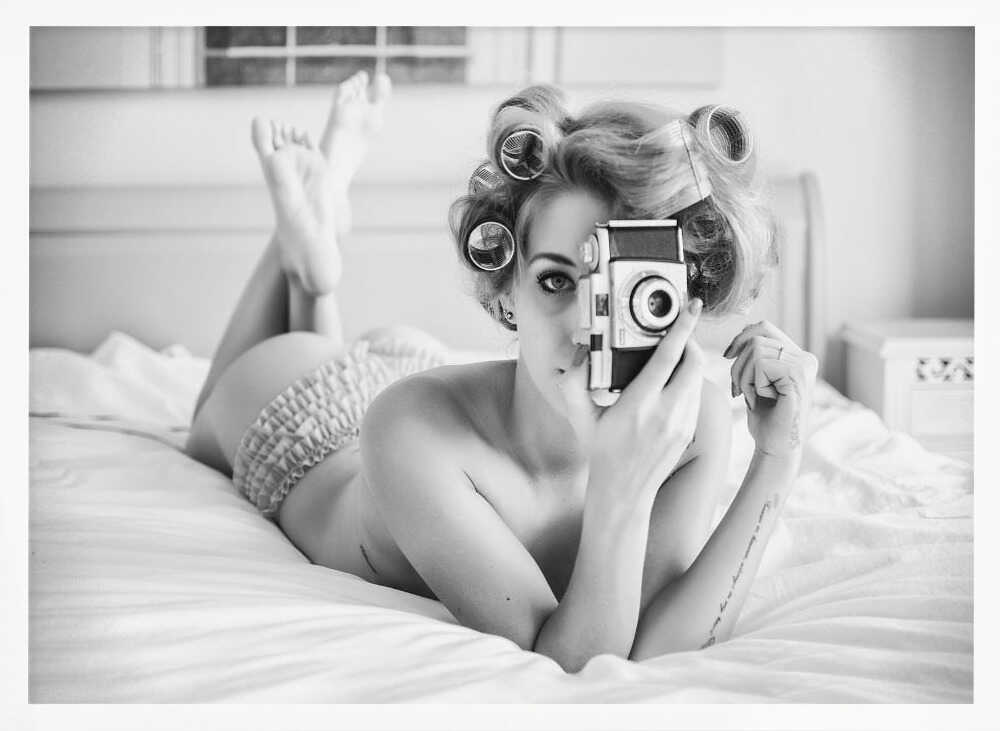 Pin Up Camera Girl Art Print UK — Portrait Calm Wall Art — Bedroom — Wall It All Prints