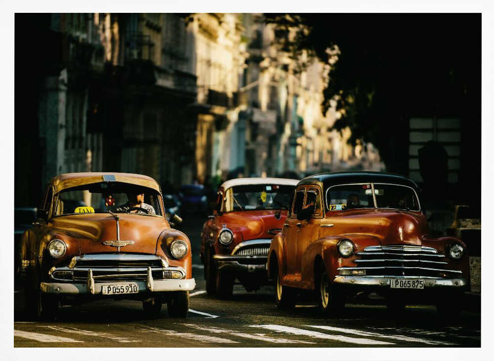 Classic City Cruisers Art Print UK — Vintage Warm Wall Art — Living Room — Wall It All Prints