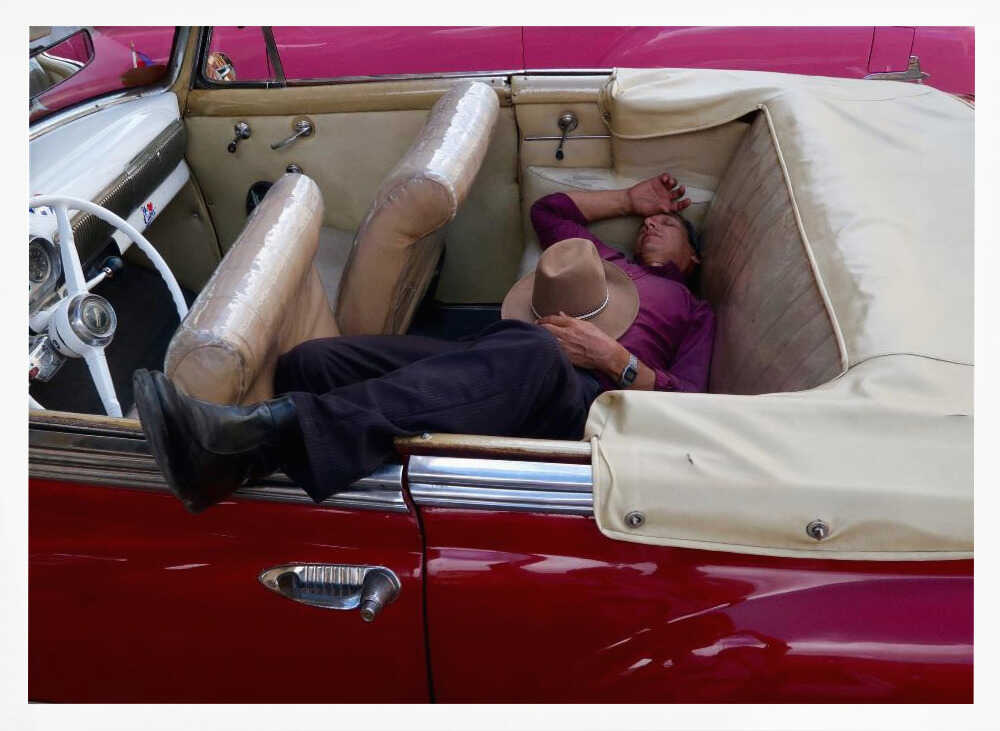 Classic Car Nap Art Print UK — Vintage Calm Wall Art — Living Room — Wall It All Prints