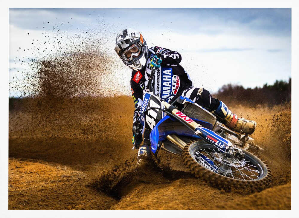 Motocross Dirt Thrill Art Print UK — Automotive Vibrant Wall Art — Living Room — Wall It All Prints