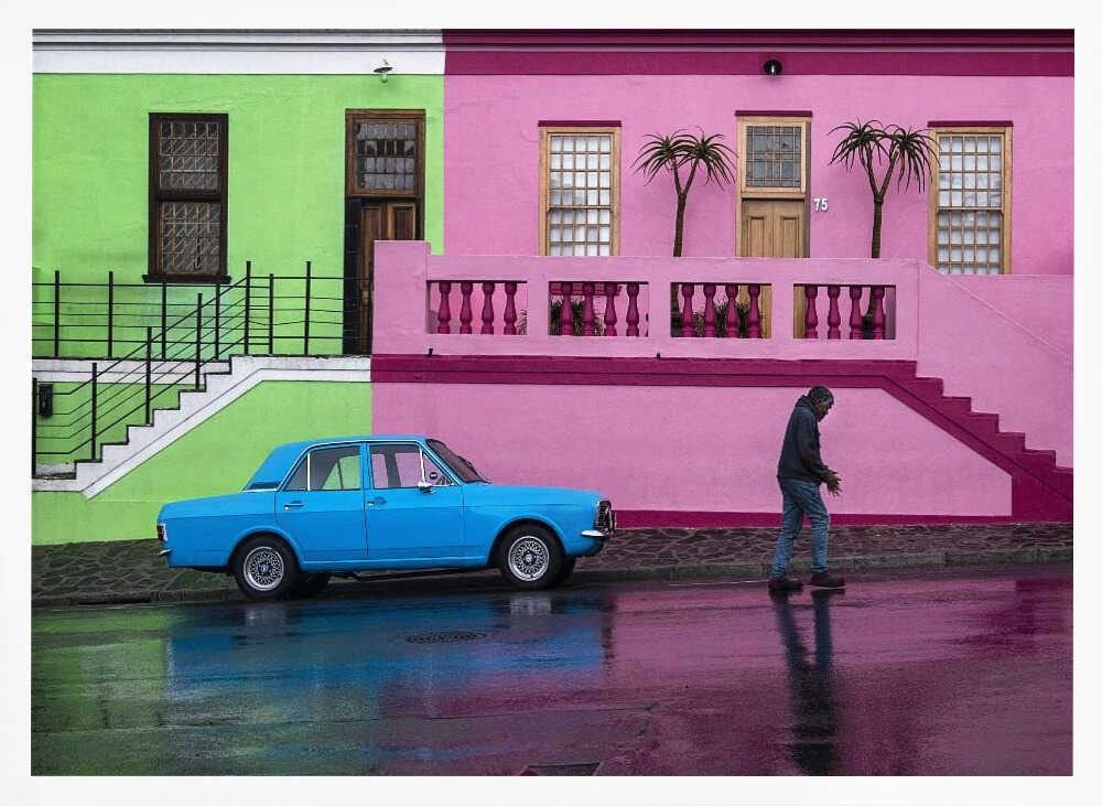 Colorful City Street Reflection Art Print UK — Vintage Vibrant Wall Art — Living Room — Wall It All Prints
