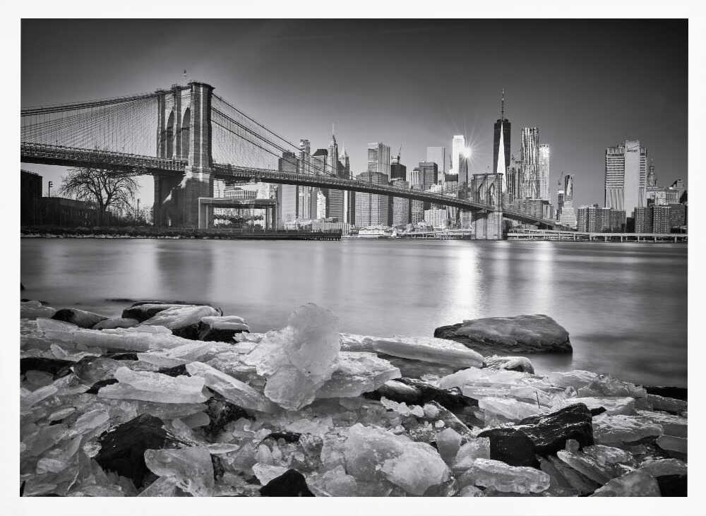 Brooklyn Bridge Winter View Art Print UK — Japanese Dark Wall Art — Living Room — Wall It All Prints
