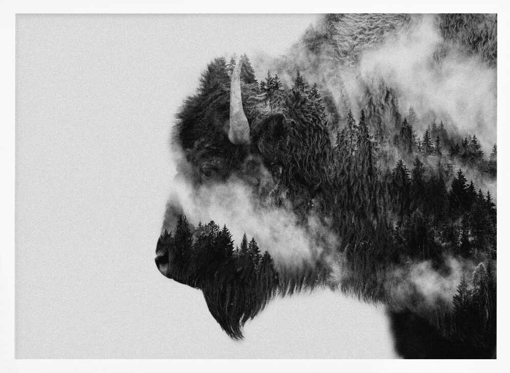 Forest Bison Spirit Art Print UK — Landscape Dark Wall Art — Living Room — Wall It All Prints