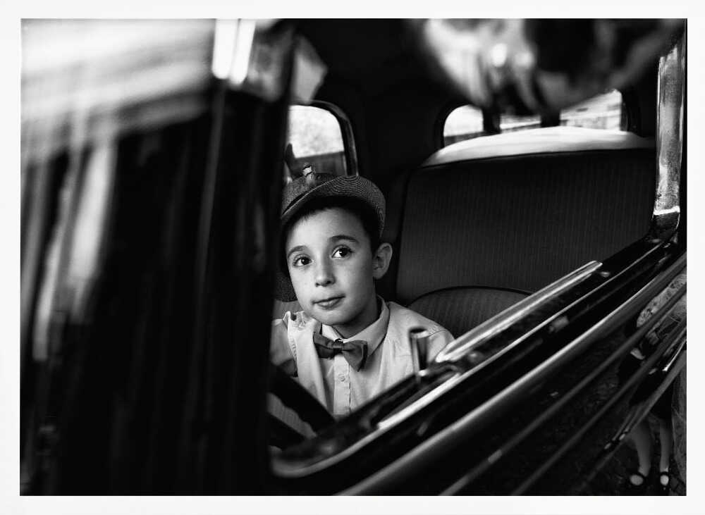 Curious Boy Classic Car Art Print UK — Portrait Dark Wall Art — Living Room — Wall It All Prints