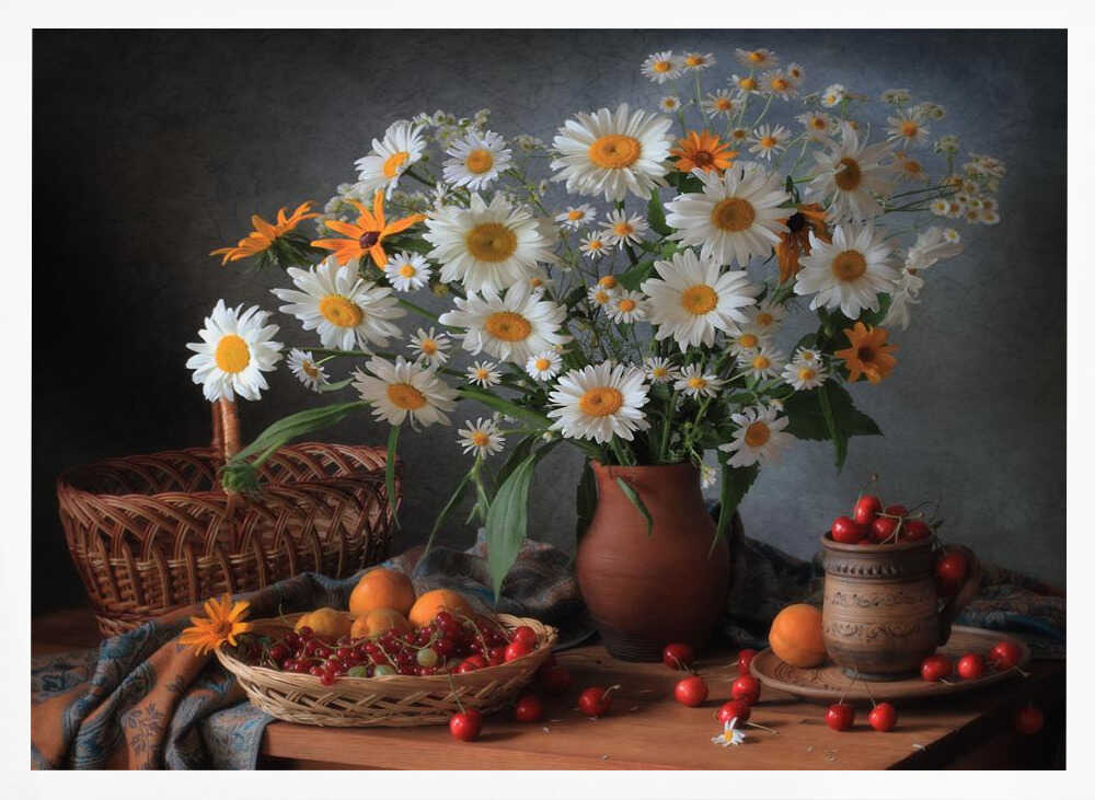 Daisies and Summer Fruit Art Print UK — Botanical Vibrant Wall Art — Kitchen — Wall It All Prints