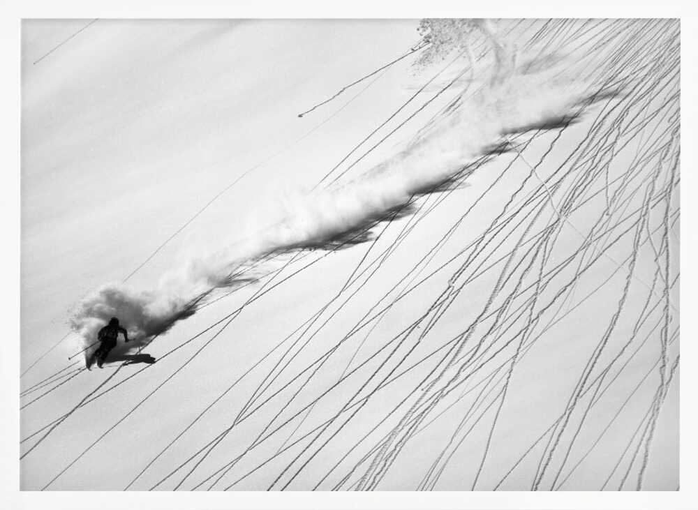 Powder Ski Action Art Print UK — Dark Moody Dark Wall Art — Living Room — Wall It All Prints