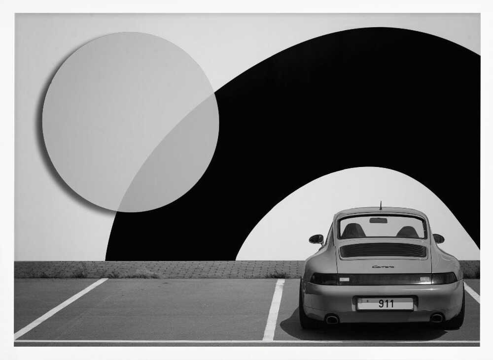 Classic Car Graphic Contrast Art Print UK — Abstract Dark Wall Art — Office — Wall It All Prints