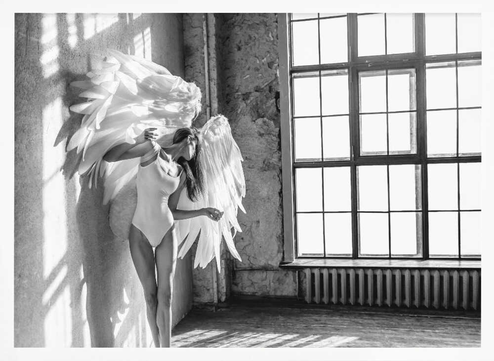 Angel Wings Ethereal Light Art Print UK — Dark Moody Calm Wall Art — Living Room — Wall It All Prints