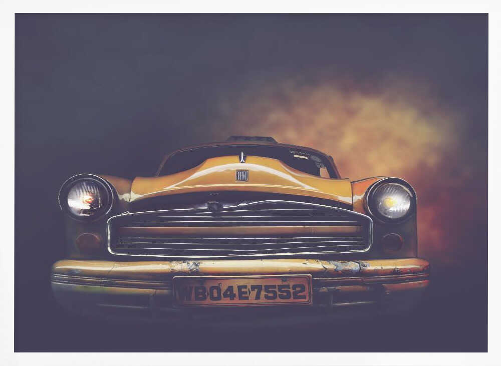 Classic Indian Taxi Art Print UK — Dark Moody Vibrant Wall Art — Living Room — Wall It All Prints