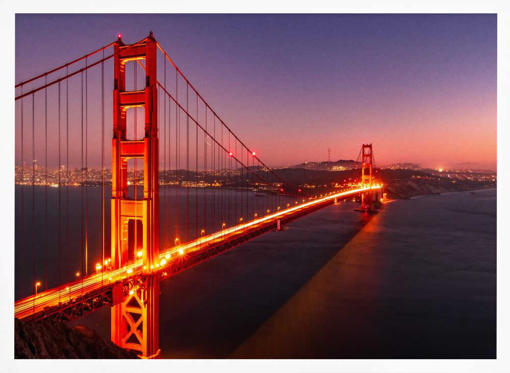 Golden Gate Bridge Twilight Art Print UK — Dark Moody Warm Wall Art — Living Room — Wall It All Prints