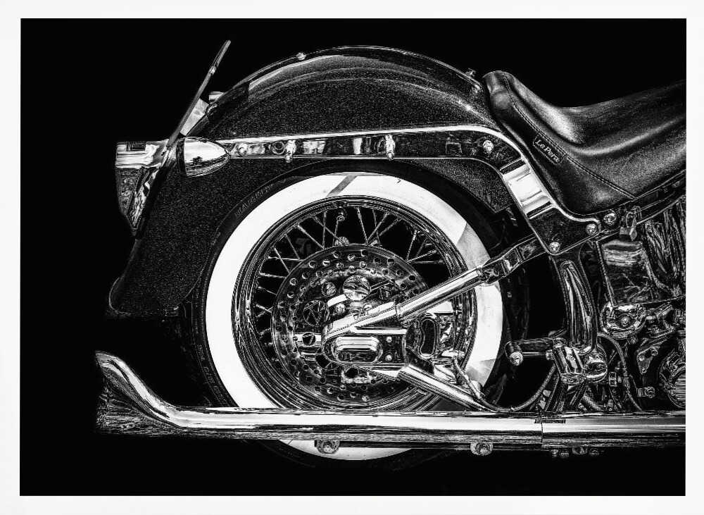 Classic Chrome Motorcycle Art Print UK — Vintage Dark Wall Art — Living Room — Wall It All Prints