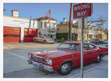 Vintage Red Car Firehouse Art Print UK — Vintage Vibrant Wall Art — Living Room — Wall It All Prints