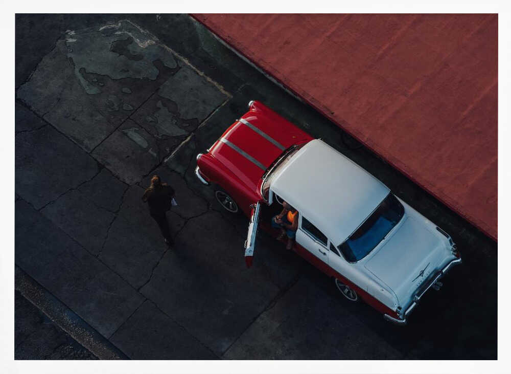 Classic Car Overhead View Art Print UK — Dark Moody Dark Wall Art — Living Room — Wall It All Prints