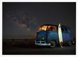 Surf Van Under Stars Art Print UK — Vintage Calm Wall Art — Living Room — Wall It All Prints