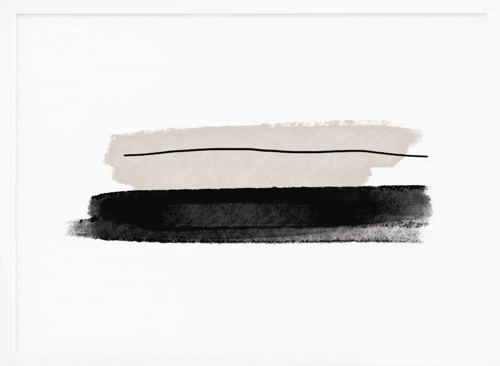 Black And Beige Brushstrokes Art Print UK — Abstract Calm Wall Art — Bedroom — Wall It All Prints