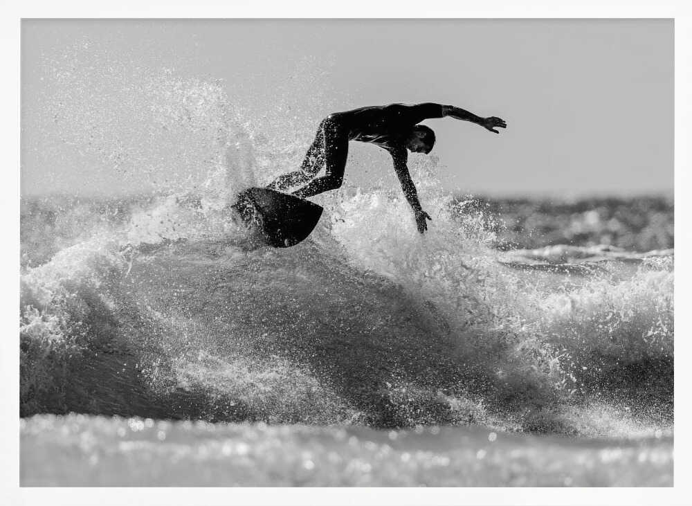 Surfer Riding Ocean Wave Art Print UK — Landscape Dark Wall Art — Living Room — Wall It All Prints