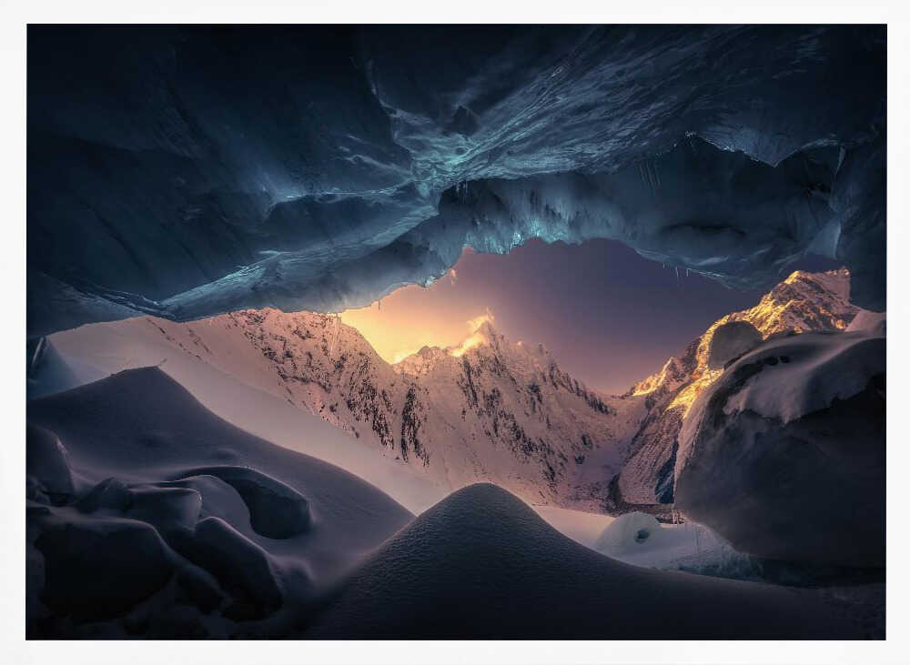 Frozen Mountain Glow Art Print UK — Japanese Warm Wall Art — Living Room — Wall It All Prints