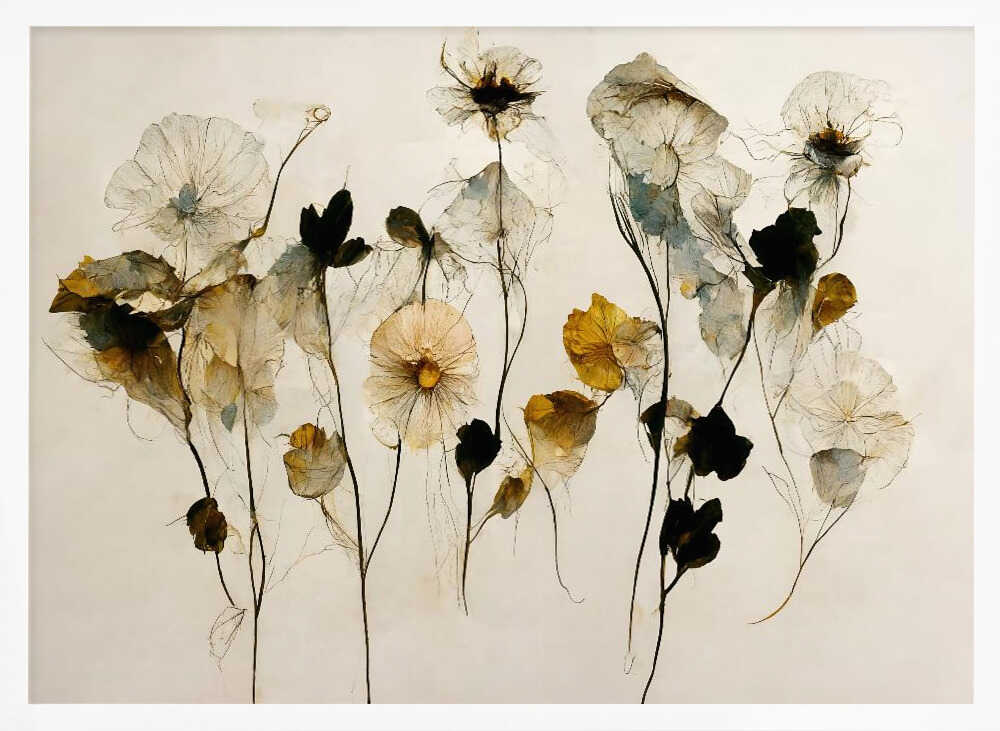 Beautiful Dry Flowers Art Print UK — Botanical Warm Wall Art — Living Room — Wall It All Prints