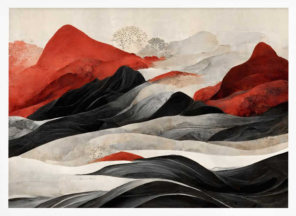 Crimson Peaks Art Print UK — Japanese Vibrant Wall Art — Office — Wall It All Prints
