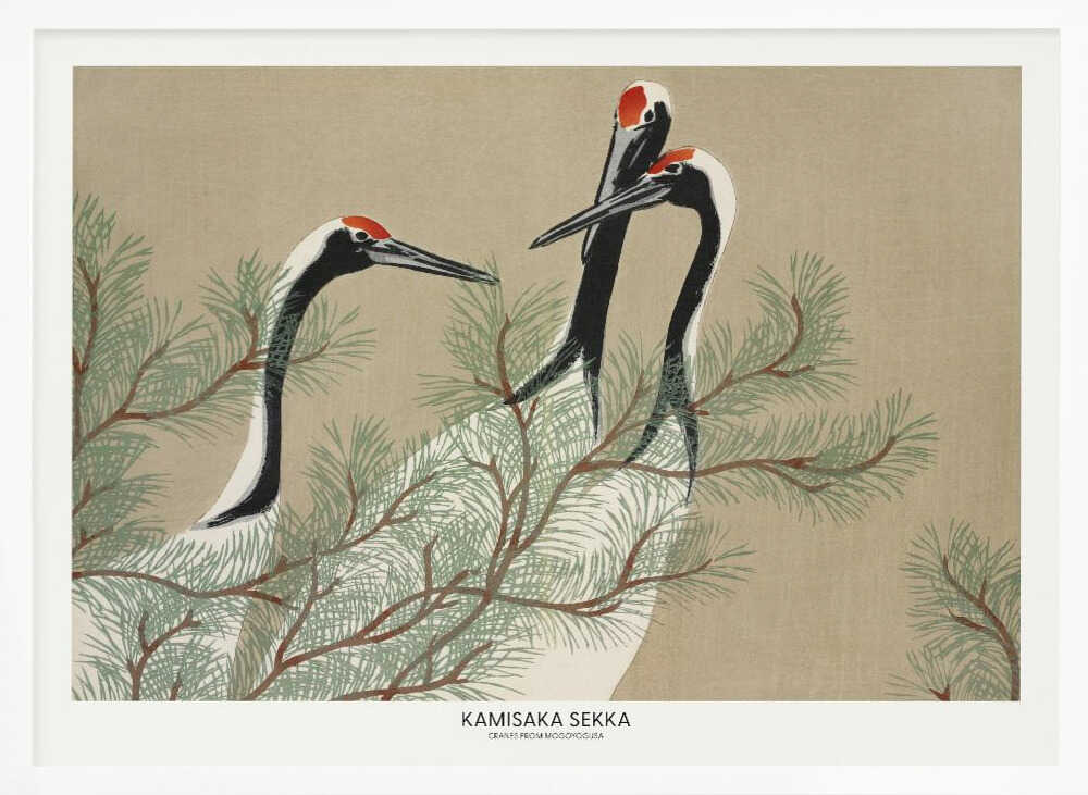 Cranes From Momoyogusa Art Print UK — Japanese Vibrant Wall Art — Living Room — Wall It All Prints
