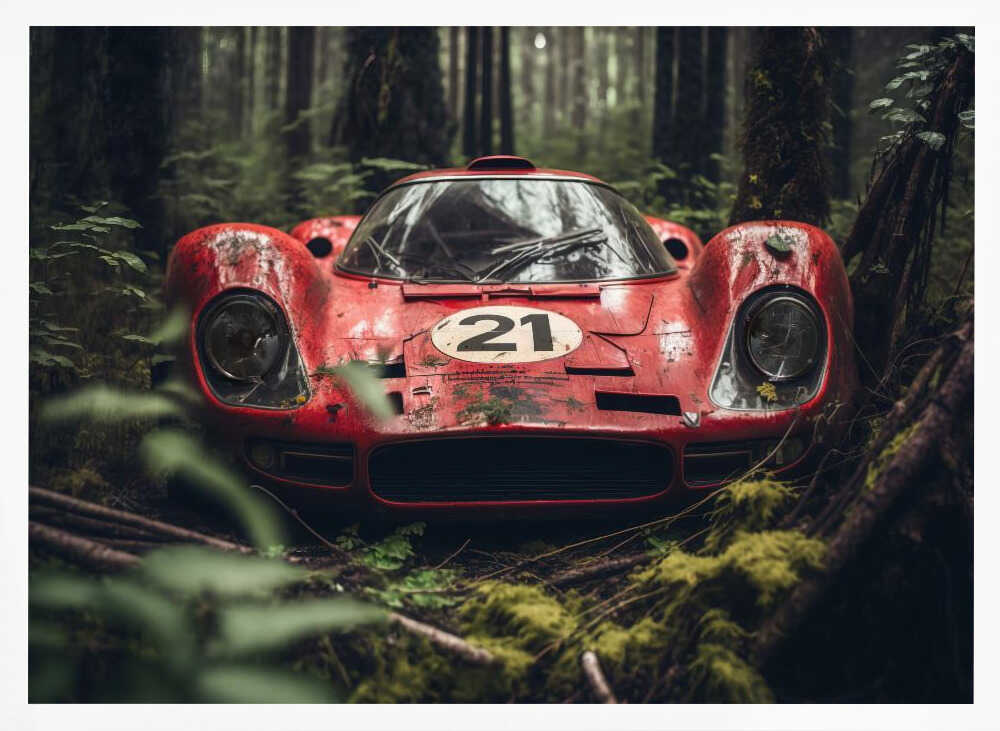 Forgotten Race Car Art Print UK — Dark Moody Calm Wall Art — Living Room — Wall It All Prints