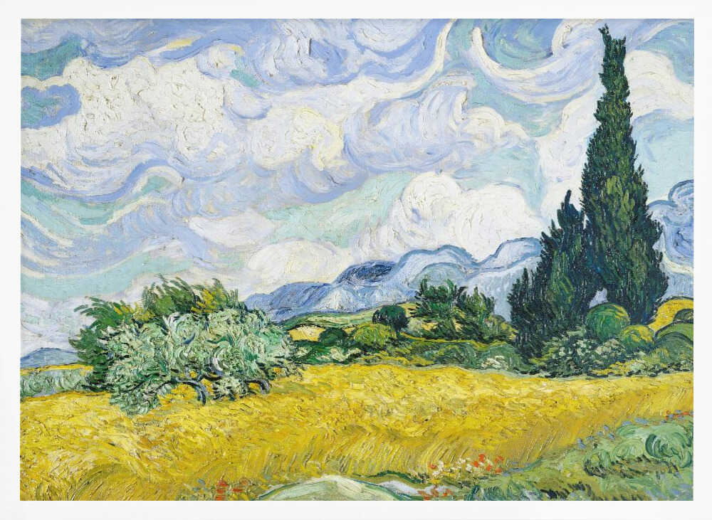 Wheat Field With Cypresses Art Print UK — Landscape Vibrant Wall Art — Living Room — Wall It All Prints