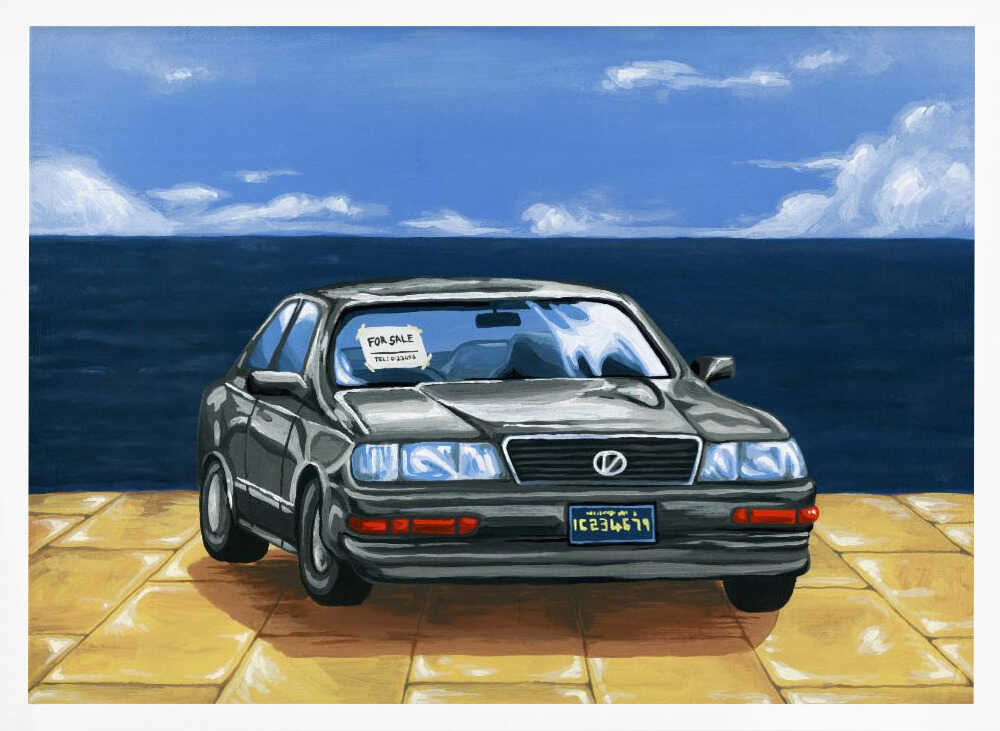 Oceanfront Car For Sale Art Print UK — Vintage Vibrant Wall Art — Living Room — Wall It All Prints