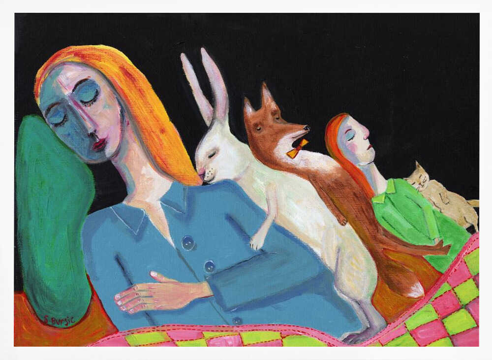 Dreaming Companions Art Print UK — Animal Vibrant Wall Art — Living Room — Wall It All Prints