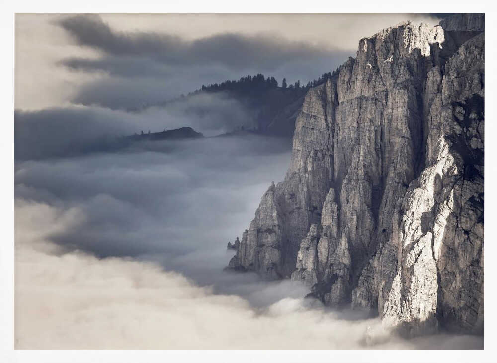 Misty Mountain Peaks Art Print UK — Dark Moody Calm Wall Art — Living Room — Wall It All Prints