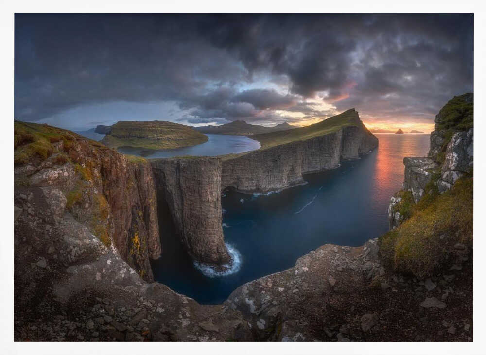 Dramatic Coastal Sunset Art Print UK — Dark Moody Calm Wall Art — Living Room — Wall It All Prints