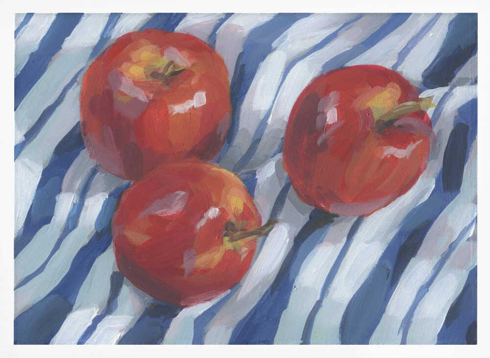 Red Apples on Stripes Art Print UK — Abstract Vibrant Wall Art — Kitchen — Wall It All Prints
