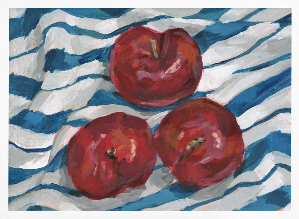Fresh Apples on Stripes Art Print UK — Abstract Vibrant Wall Art — Kitchen — Wall It All Prints