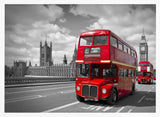 Classic London Red Buses Art Print UK — City Dark Wall Art — Living Room — Wall It All Prints