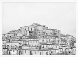 Historic Hillside Town Art Print UK — Landscape Dark Wall Art — Living Room — Wall It All Prints