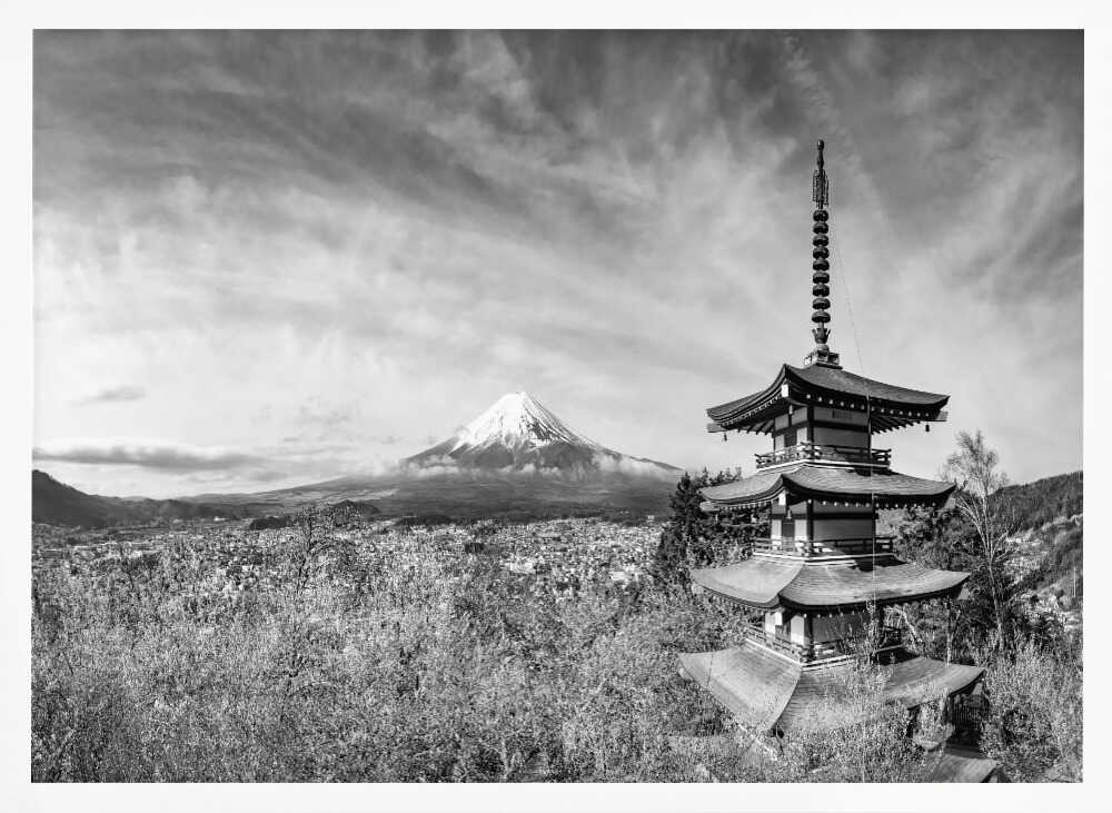 Majestic Fuji Pagoda Art Print UK — Japanese Calm Wall Art — Living Room — Wall It All Prints
