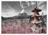 Mount Fuji Cherry Pagoda Art Print UK — Japanese Vibrant Wall Art — Living Room — Wall It All Prints