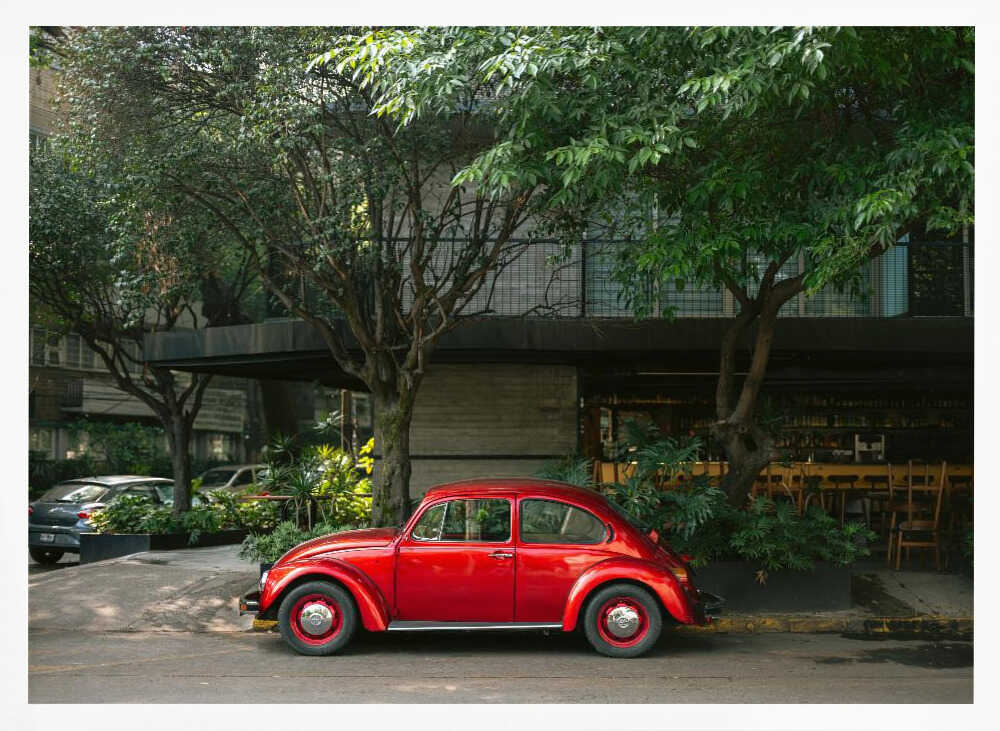 Retro Car in Mexico City Art Print UK — Botanical Vibrant Wall Art — Living Room — Wall It All Prints