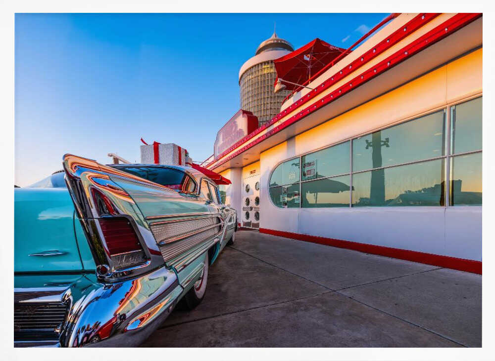 Classic Diner Car Art Print UK — Vintage Warm Wall Art — Living Room — Wall It All Prints