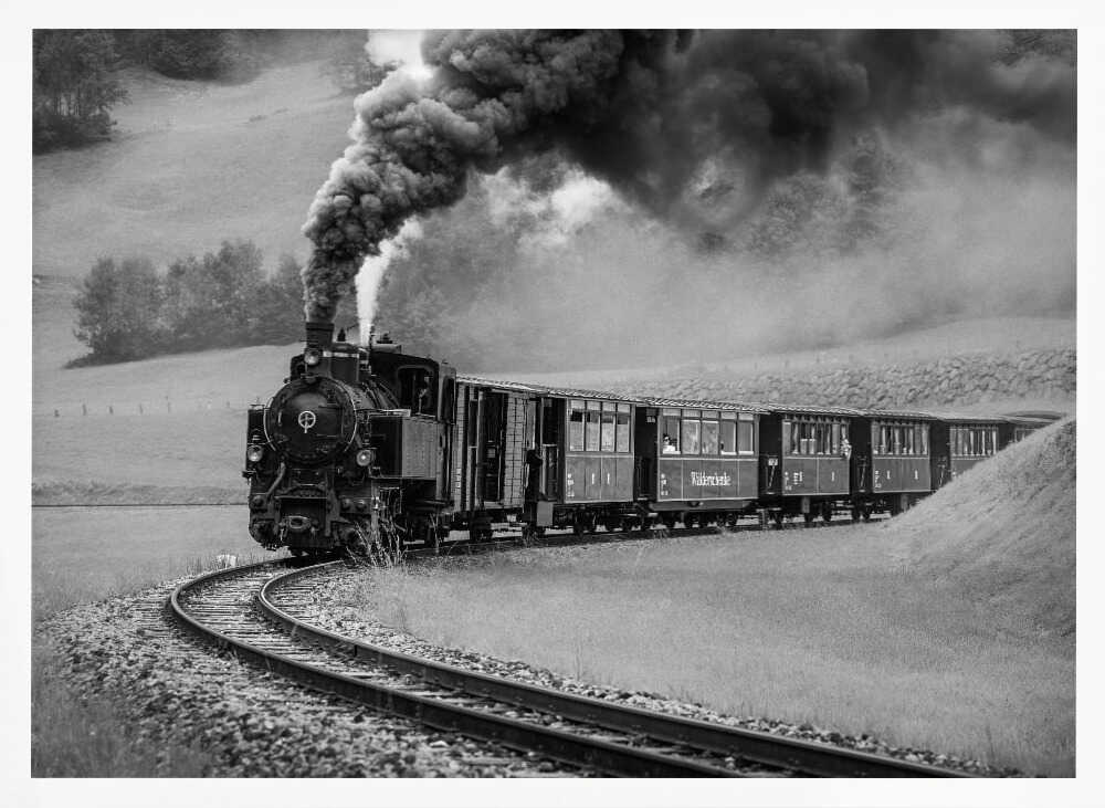 Nostalgic Steam Train Journey Art Print UK — Landscape Dark Wall Art — Living Room — Wall It All Prints