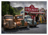 Vintage Gas Station Trucks Art Print UK — Landscape Vibrant Wall Art — Living Room — Wall It All Prints