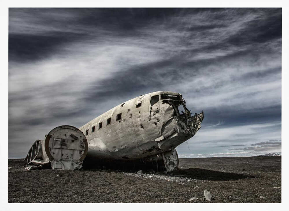 Abandoned Plane Desolate Sky Art Print UK — Dark Moody Dark Wall Art — Living Room — Wall It All Prints