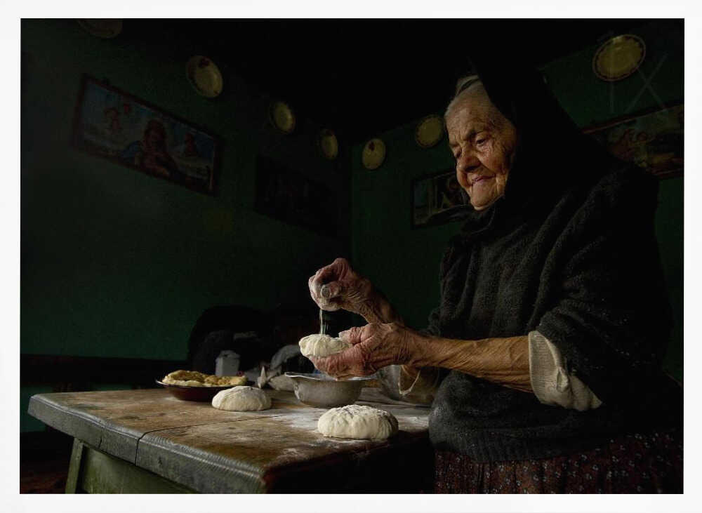 Old Woman Baking Bread Art Print UK — Dark Moody Dark Wall Art — Kitchen — Wall It All Prints