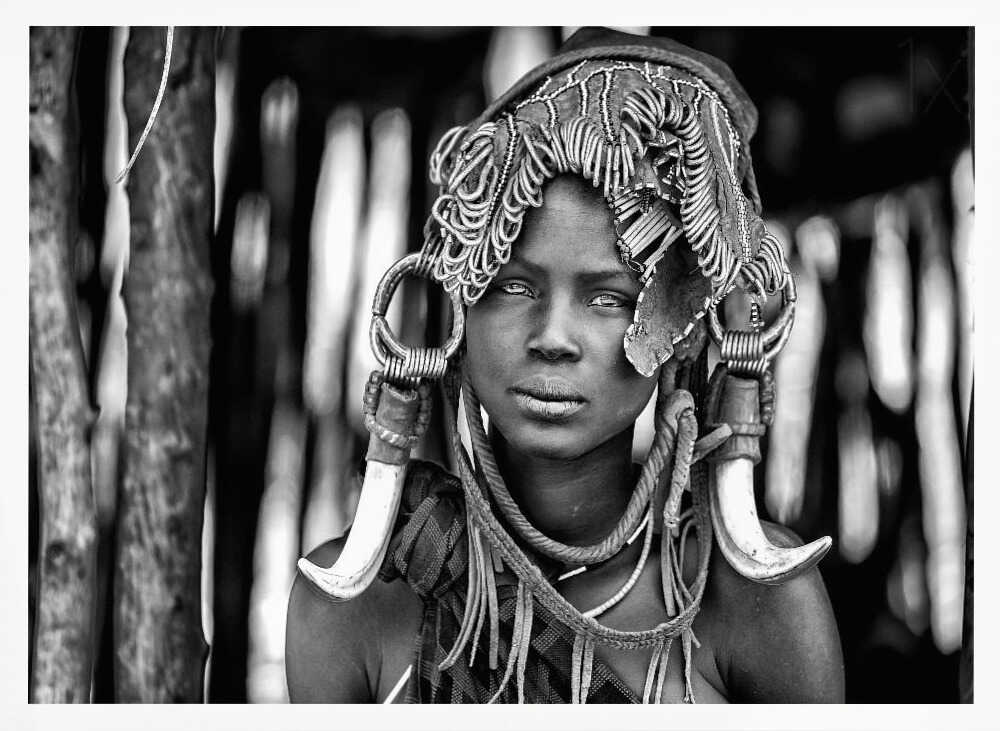 Adorned Tribal Woman Portrait Art Print UK — Portrait Calm Wall Art — Living Room — Wall It All Prints