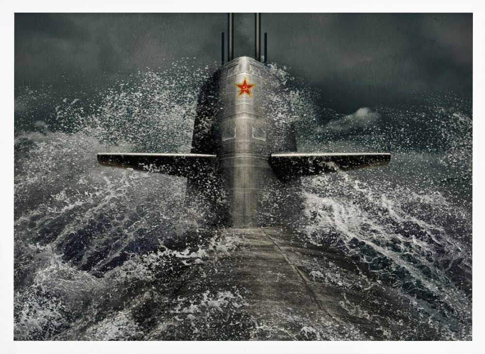 Soviet Submarine Surfacing Art Print UK — Dark Moody Dark Wall Art — Living Room — Wall It All Prints