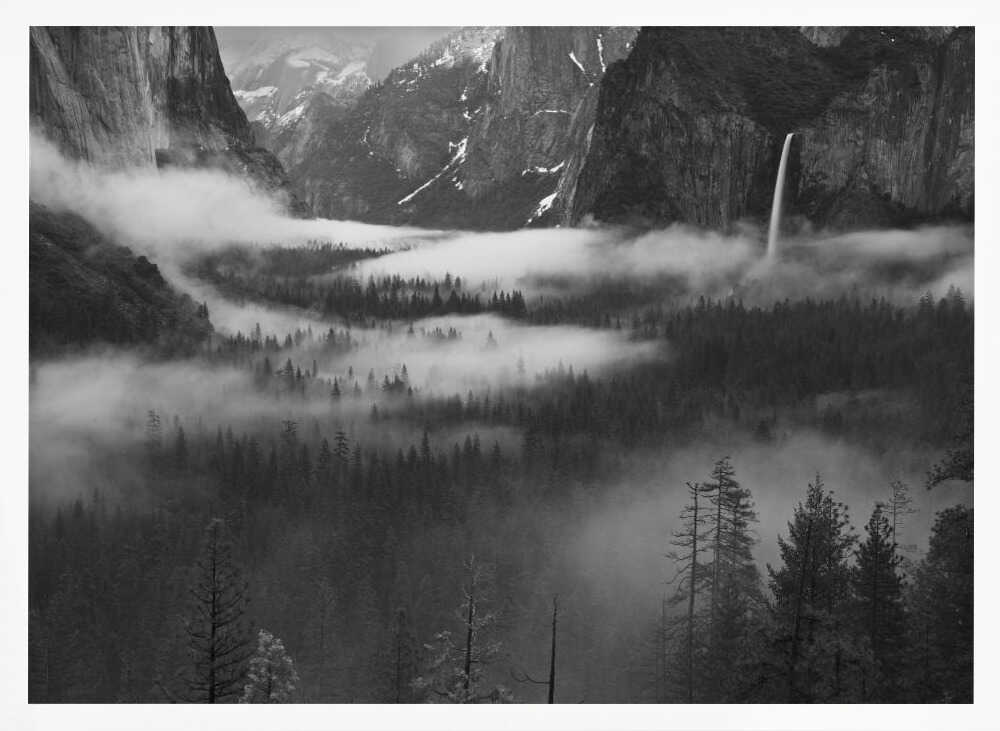 Misty Valley Waterfall Art Print UK — Dark Moody Calm Wall Art — Living Room — Wall It All Prints