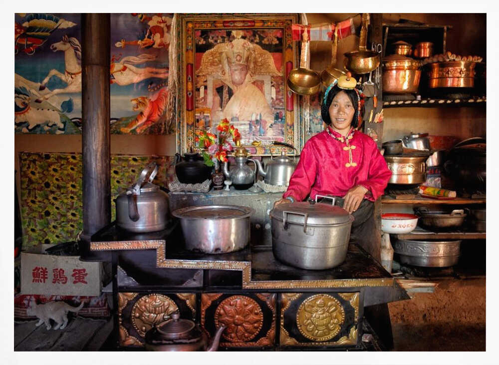 Woman in Traditional Kitchen Art Print UK — Japanese Warm Wall Art — Kitchen — Wall It All Prints