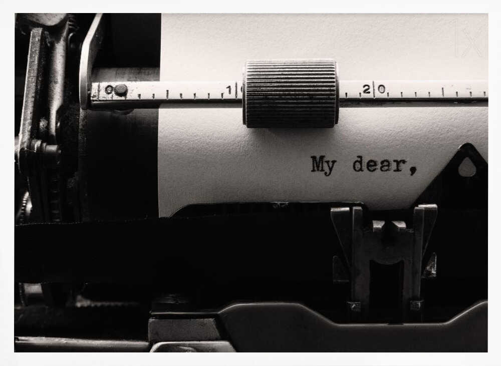 My Dear Typed Letter Art Print UK — Vintage Vibrant Wall Art — Living Room — Wall It All Prints